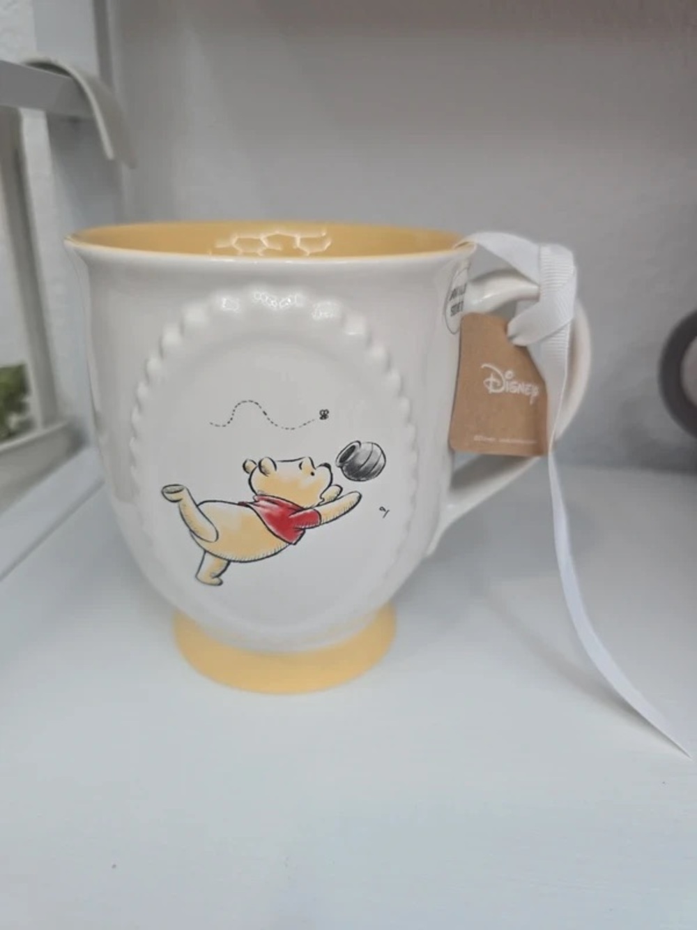 Disney Winnie the Pooh Ceramic Mug in White and Yellow